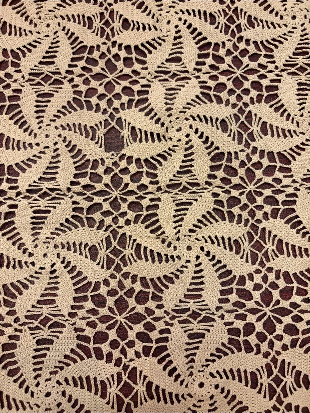 Vintage Tan/cream lace table cloth approx 88x62 inches